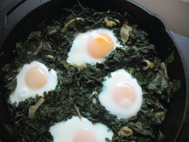 Sauteed Kale with Baked Eggs 1